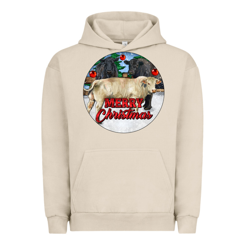 Merry Christmas Charolais Bull Urban Hoodie by RanaPortraitStore | Teevron