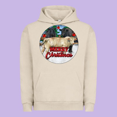 Merry Christmas Charolais Bull Urban Hoodie Designed By Ranaportraitstore