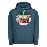 Pigment Midnight Navy Merry Christmas Charolais Bull Urban Hoodie - RanaPortraitStore