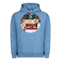 Pigment Pebble Blue Merry Christmas Charolais Bull Urban Hoodie - RanaPortraitStore