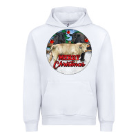 White Merry Christmas Charolais Bull Urban Hoodie - RanaPortraitStore
