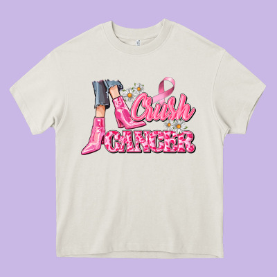Crush Cancer Heavy Core Tee Designed By Cowgirlartshop