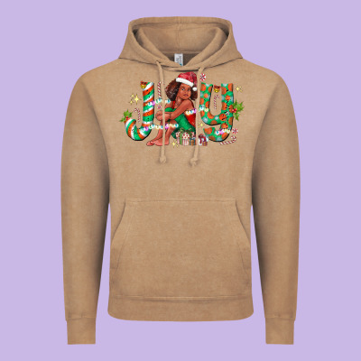 Joy Girl Black Vintage Hoodie Designed By Cowhidedigitalart
