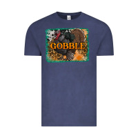 Vintage Denim thanksgiving turkey gobble with background Vintage Tee - RanaPortraitStore