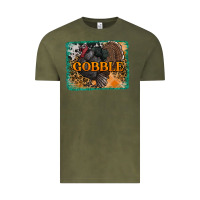 Vintage Olive thanksgiving turkey gobble with background Vintage Tee - RanaPortraitStore