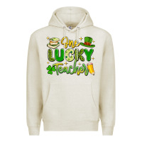 Oatmeal Heather one lucky teacher Premium Hoodie - Artiststas