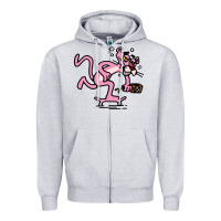 Heather Grey pink panther Zipper Hoodie - linhVisuals