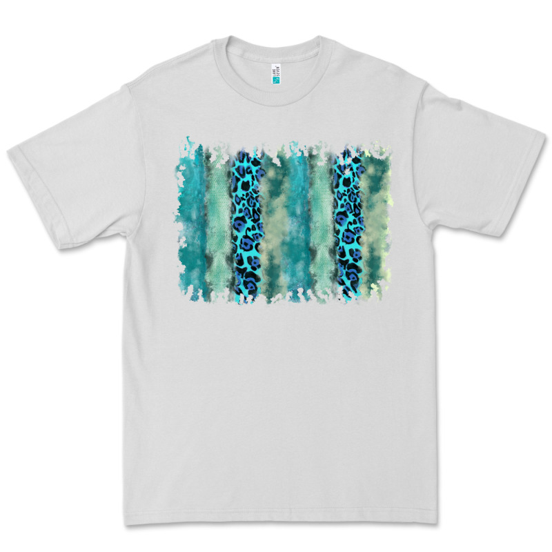 Turquoise Leopard Watercolor Brushstroke Background Premium Tee by RanaPortraitStore | Teevron