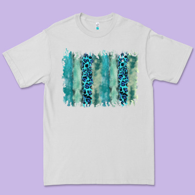 Turquoise Leopard Watercolor Brushstroke Background Premium Tee Designed By Ranaportraitstore
