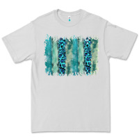 Dove Grey turquoise leopard watercolor brushstroke background Premium Tee - RanaPortraitStore