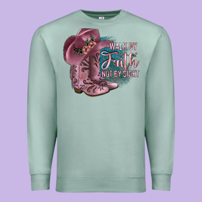 Walk By Faith Not By Sight Premium Sweatshirt Designed By Jahusdesignshop