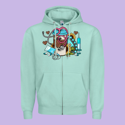Western Sunflower Gemstone Nurse Zipper Hoodie Designed By Jahusdesignshop