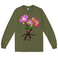 Army Green Bitterroot Flower Long Sleeve Tee - LillyAllenDesigns