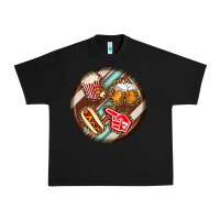 Black american football round earrings Urban Heavy Tee - BundleAndBundleShop