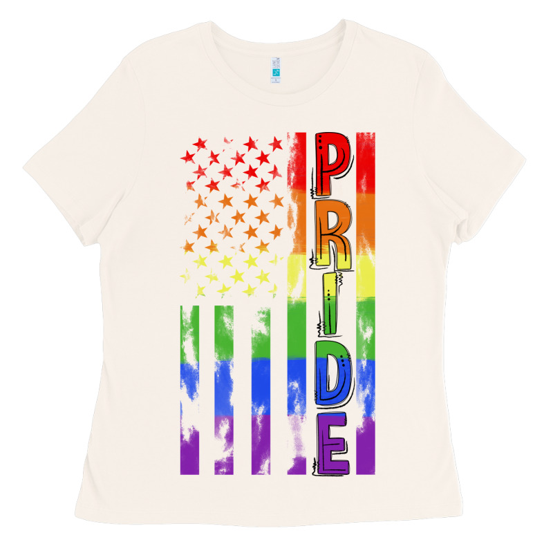 Lgbtq Pride American Flag Ladies Tee by FaDigitalArtStudio | Teevron