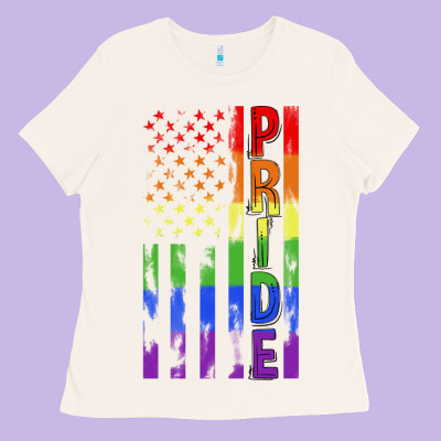 Lgbtq Pride American Flag Ladies Tee Designed By Fadigitalartstudio