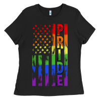 Black lgbtq pride american flag Ladies Tee - FaDigitalArtStudio