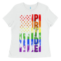 White lgbtq pride american flag Ladies Tee - FaDigitalArtStudio