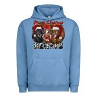 Pigment Pebble Blue Merry Christmas Heifers Urban Hoodie - RanaPortraitStore