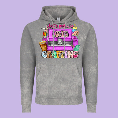Just A Girl Who Loves Crafting Vintage Hoodie Designed By Cowhidedigitalart