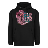 Black Walk By Faith Not By Sight Heavyweight Hoodie - JahusDesignShop