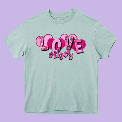 Love Vibes Valentine's Day Heavy Core Tee Designed By Howdyjamesfarm