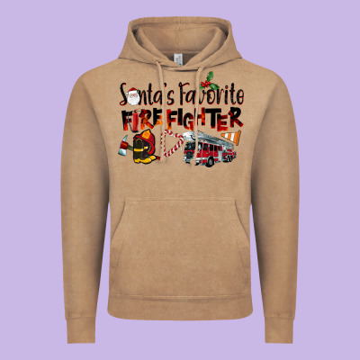 Santa's Favorite Firefighter Vintage Hoodie Designed By Lillyallendesigns