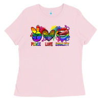 Bubblegum Pink Peace love equality Ladies Tee - FaDigitalArtStudio