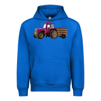 Cobalt Pink Farm Tractor Urban Hoodie - RanaPortraitStore
