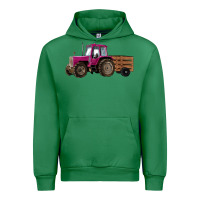 Emerald Pink Farm Tractor Urban Hoodie - RanaPortraitStore