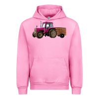 Fuchsia Pink Pink Farm Tractor Urban Hoodie - RanaPortraitStore