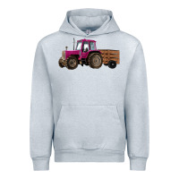 Heather Grey Pink Farm Tractor Urban Hoodie - RanaPortraitStore