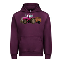 Mauve Wine Pink Farm Tractor Urban Hoodie - RanaPortraitStore