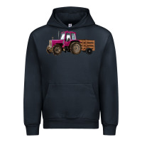 Navy Pink Farm Tractor Urban Hoodie - RanaPortraitStore