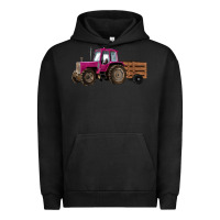 Pigment Black Pink Farm Tractor Urban Hoodie - RanaPortraitStore