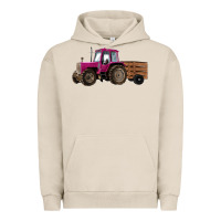 Pigment French Oak Pink Farm Tractor Urban Hoodie - RanaPortraitStore