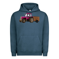 Pigment Midnight Navy Pink Farm Tractor Urban Hoodie - RanaPortraitStore