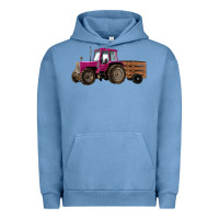 Pigment Pebble Blue Pink Farm Tractor Urban Hoodie - RanaPortraitStore