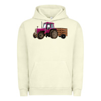 Pigment Pistachio Pink Farm Tractor Urban Hoodie - RanaPortraitStore