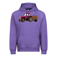 Tulip Pink Farm Tractor Urban Hoodie - RanaPortraitStore