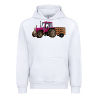 White Pink Farm Tractor Urban Hoodie - RanaPortraitStore