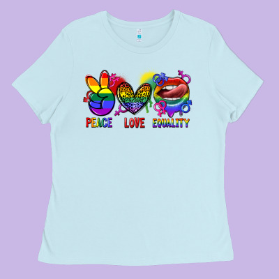 Peace Love Equality Ladies Tee Designed By Fadigitalartstudio