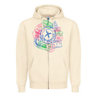 Sandshell bon voyage travel stamp t shirt Zipper Hoodie - linhVisuals