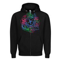 Black bon voyage travel stamp t shirt Zipper Hoodie - linhVisuals