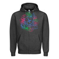 Charcoal Heather bon voyage travel stamp t shirt Zipper Hoodie - linhVisuals