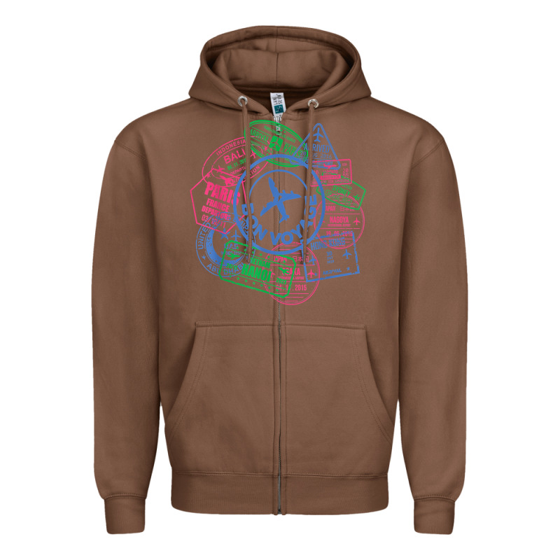 Bon Voyage Travel Stamp T Shirt Zipper Hoodie by linhVisuals | Teevron