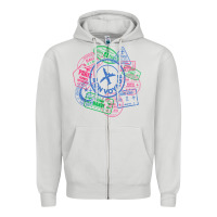 Dove Grey bon voyage travel stamp t shirt Zipper Hoodie - linhVisuals