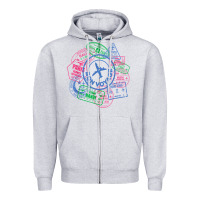 Heather Grey bon voyage travel stamp t shirt Zipper Hoodie - linhVisuals