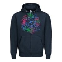 Navy bon voyage travel stamp t shirt Zipper Hoodie - linhVisuals