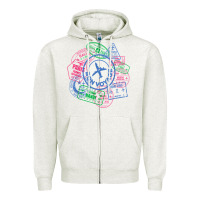 Oatmeal Heather bon voyage travel stamp t shirt Zipper Hoodie - linhVisuals